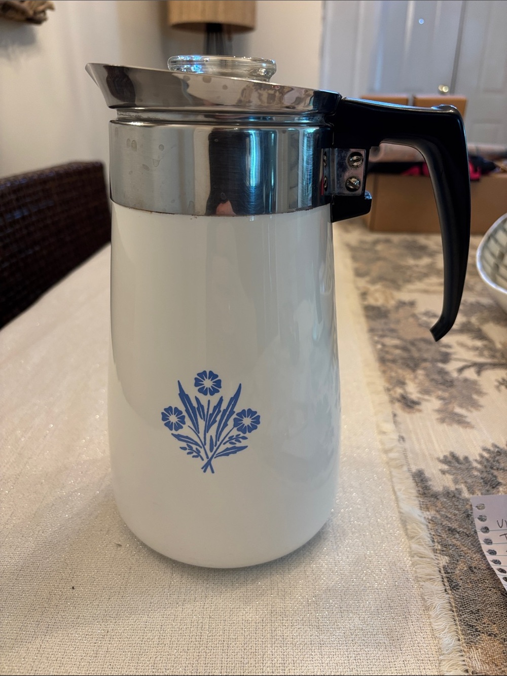 Vintage Corning Ware 9 Cup Coffee Percolator Cornflower